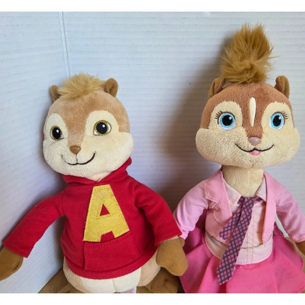 Ty Lot of 2 Alvin and Brittany Plush Stuffed Animal Toy Chipmunks 2010  10 inch